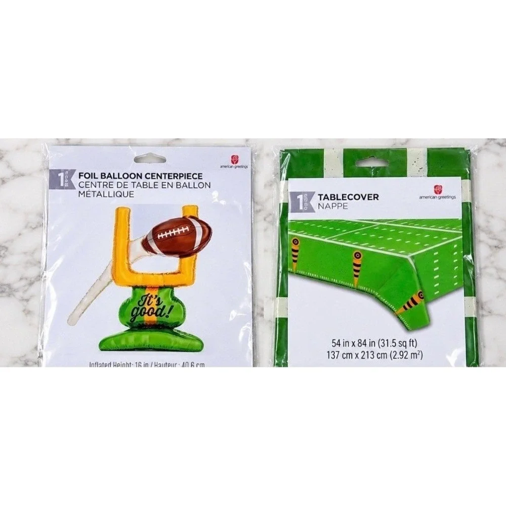 Football Party Set Green New Foil Balloon Tablecover Football Decor